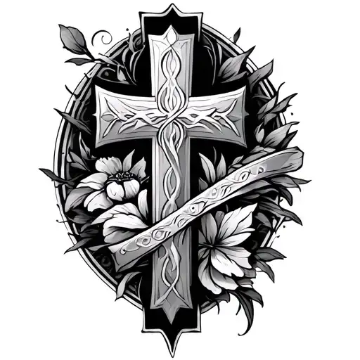 444 and Cross tattoo tattoo design idea