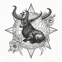 baphomet with pentagram incorporating elements tattoo design idea