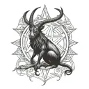 baphomet with pentagram incorporating elements tattoo design idea