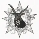 baphomet with pentagram incorporating elements tattoo design idea