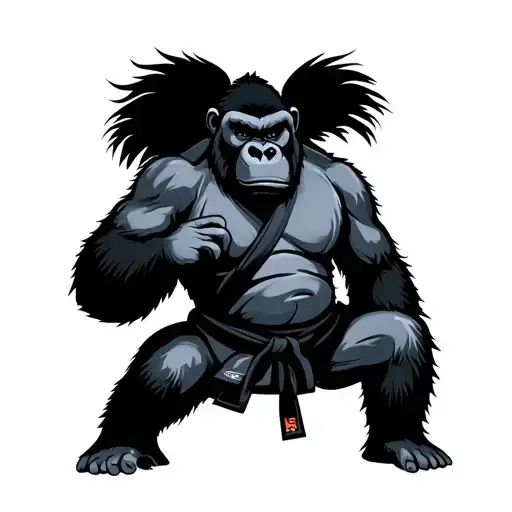judo gorilla wearing a black belt tattoo design idea