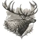 bull elk tattoo design idea