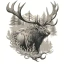 bull elk tattoo design idea