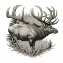 bull elk tattoo design idea