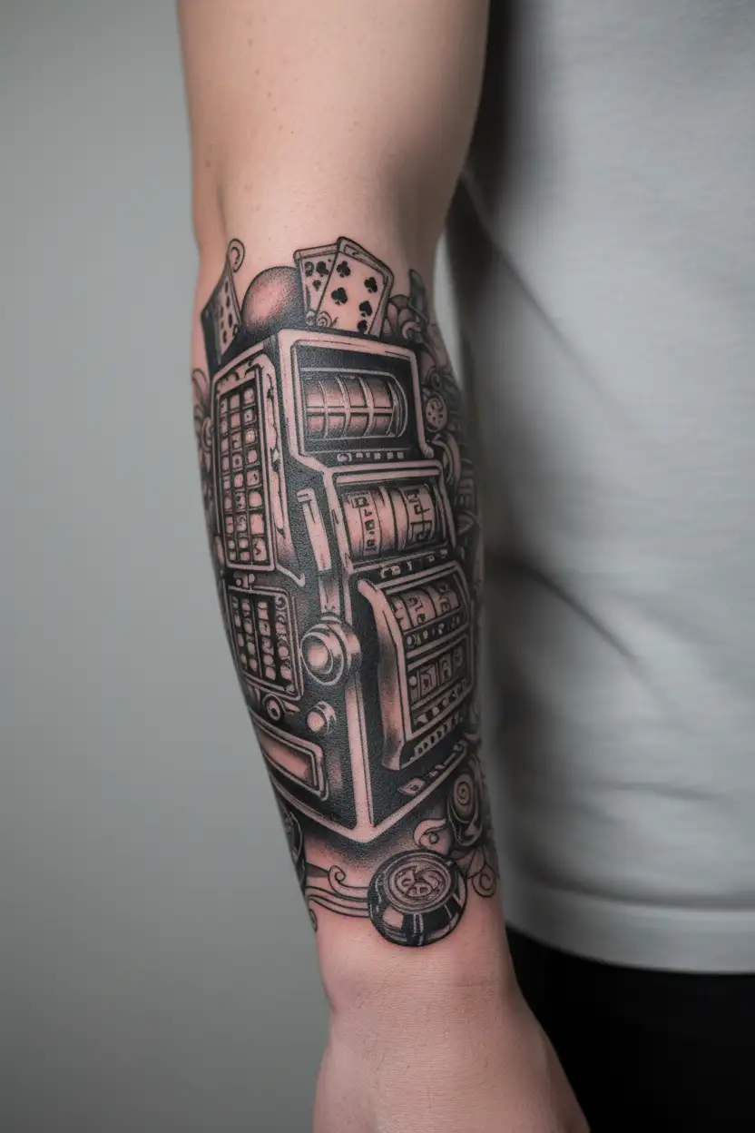 casino slot machine tattoo design idea