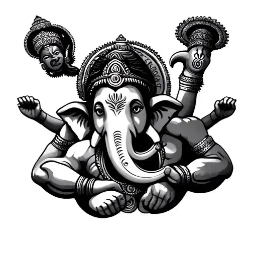 Ganesha and lord Hanuman tatoo tattoo design idea