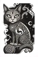 cat and nightmare before Christmas scene tattoo design idea