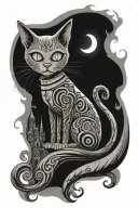 cat and nightmare before Christmas scene tattoo design idea