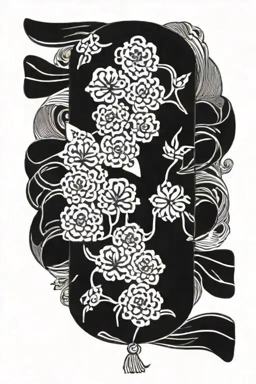 omamori japanese with ribbon  tattoo design idea