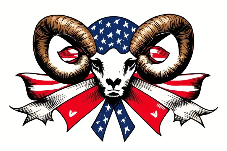 Aries and head and neck cancer ribbon bow tattoo design idea