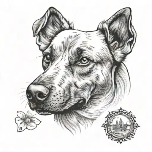 Memorial tattoo for a dog named Mya not a portrait of the dog tattoo design idea