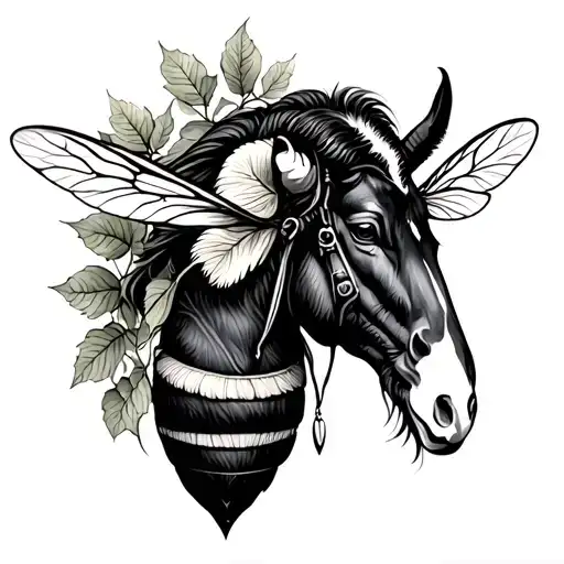 Tattoos Alliance Infini, Bee, ivy, goat head, horse iron and Indian plums tattoo design idea