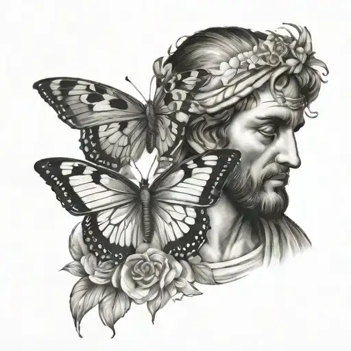 san judas Tadeo and butterfly tattoo design idea