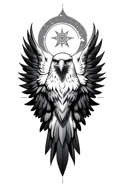 eagle wings spread wings with head center tattoo design idea