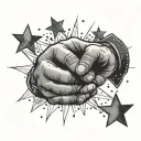 pinky promise with light and stars surrounding  tattoo design idea