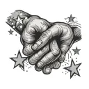 pinky promise with light and stars surrounding  tattoo design idea