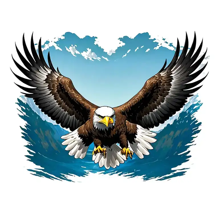 bald eagle soaring tattoo design idea