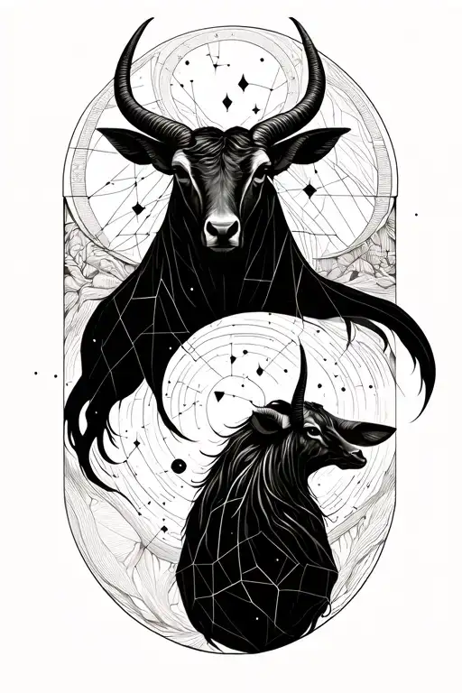 geometric taurus and capricorn constellation, no pictures tattoo design idea