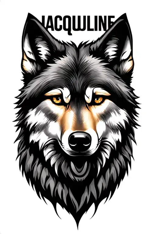 "Jacqueline" wolf face tattoo design idea