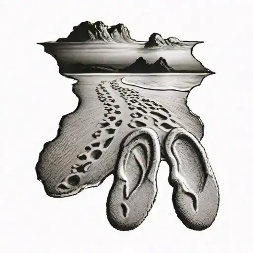 footprints in the sand tattoo design idea