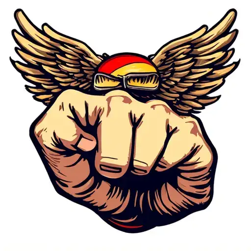 sailor jerry style, middle finger raised fist tattoo design idea