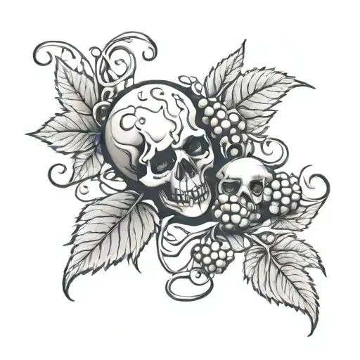cancer sign, ghost, raspberry, vine tattoo design idea