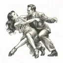 Tango dancers tattoo design idea