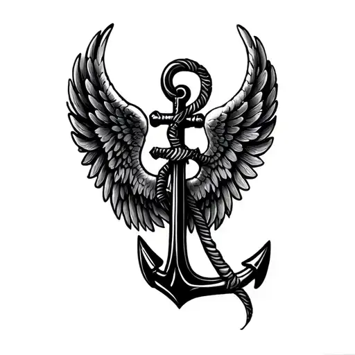 Anchor angel wings tattoo design idea