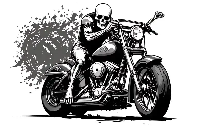 skeleton riding motorcycle tattoo design idea