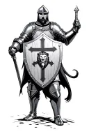 knights templar holding shield with lion rampant in color tattoo design idea