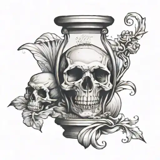 hour glass with sand and skull inside tattoo design idea