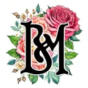 Cursive latter b and m tattoo design idea