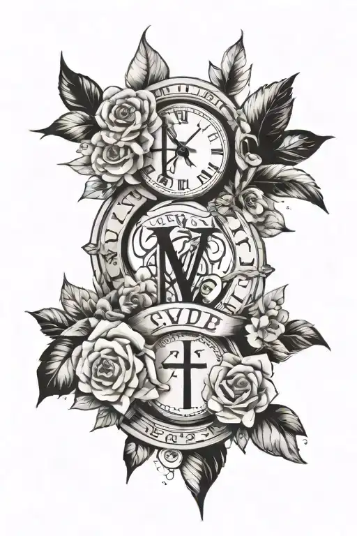 "I"ll be by your side for every step, I love you, always and forever!" Roman numeral 8/15/73-7/17/23 tattoo design idea