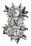 "I"ll be by your side for every step, I love you, always and forever!" Roman numeral 8/15/73-7/17/23 tattoo design idea