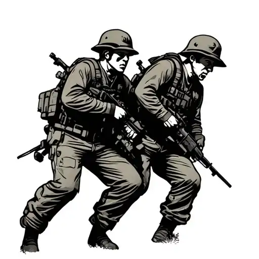 two American soldiers in Korean War tattoo design idea