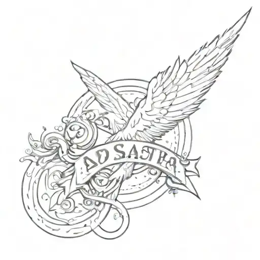 ad Astra per aspera written in fine line script font tattoo design idea