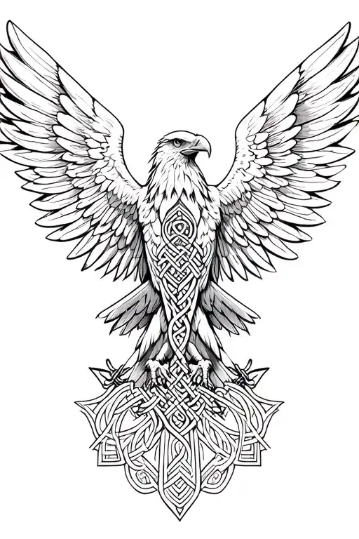 eygiptian eagle with wide wingspan celtic designs tattoo design idea