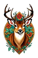 white tail deer standing tattoo design idea