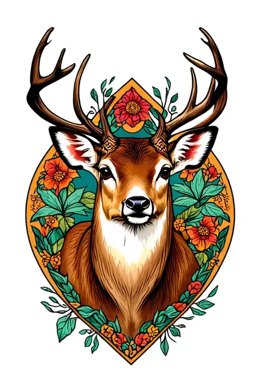 white tail deer standing tattoo design idea