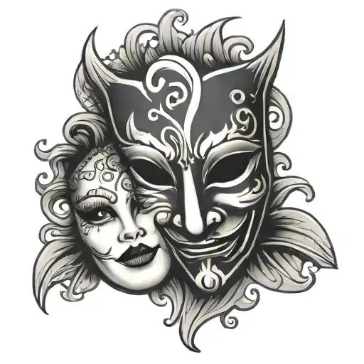 Happy And Sad Mask tattoo design idea