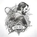 John wick back tattoo with custom words tattoo design idea
