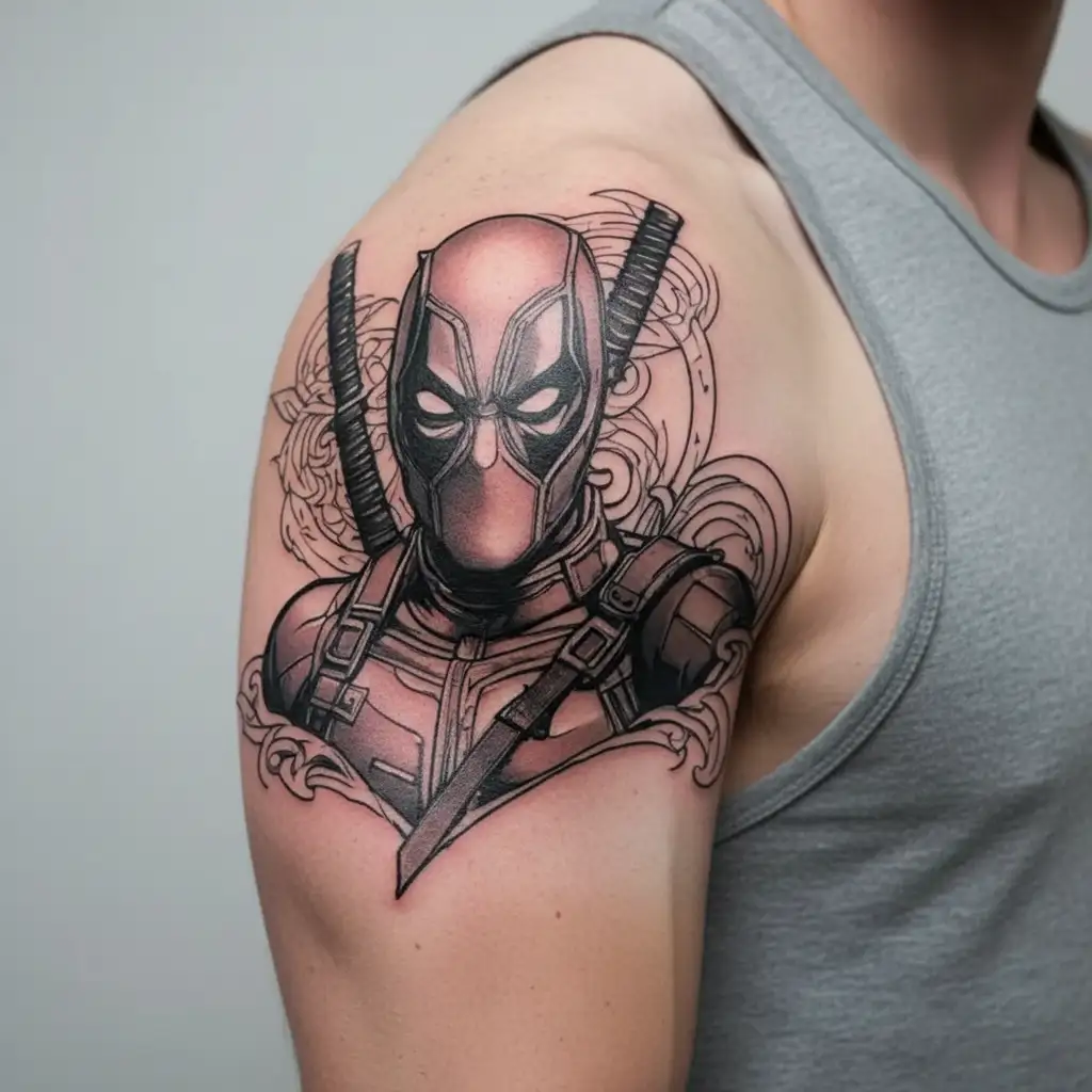 deadpool head tattoo tattoo design idea