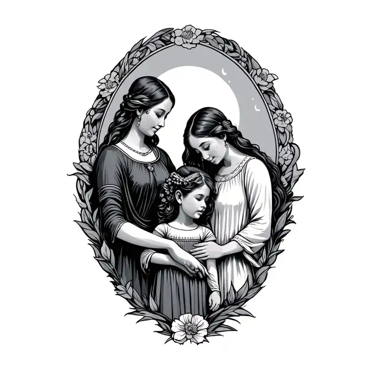 family, mama, protector, family past, time passing by tattoo design idea