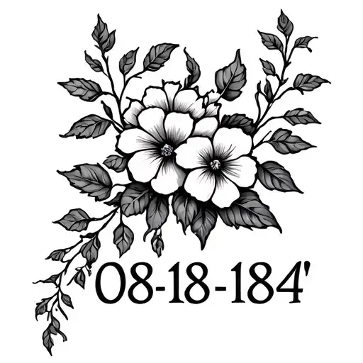 lillie's flowers ivy vines "08-18-84' " written tattoo design idea