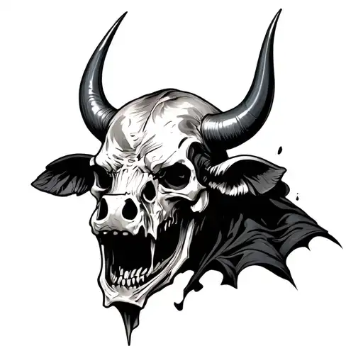 bull head splitting into grim reaper tattoo design idea