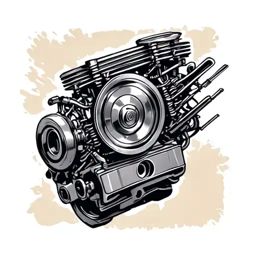 V8 engine piston tattoo design idea