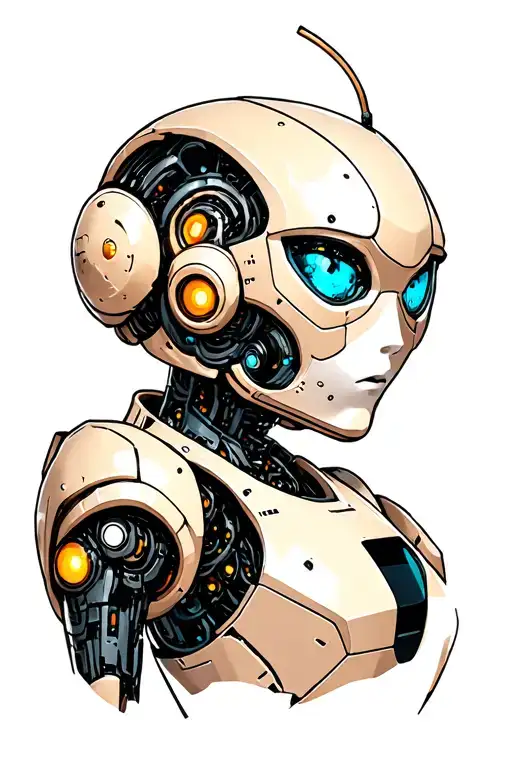 regard robot humanoide tattoo design idea