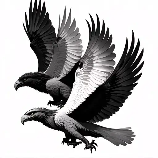 3 griffin flying together tattoo design idea