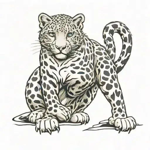 Snow leopard full body tattoo design idea