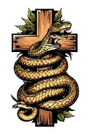 rattlesnake wrapped around a cross tattoo design idea